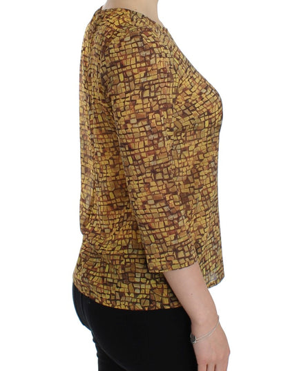 Dolce & Gabbana Multicolor Mosaic Print Silk Blouse T-shirt