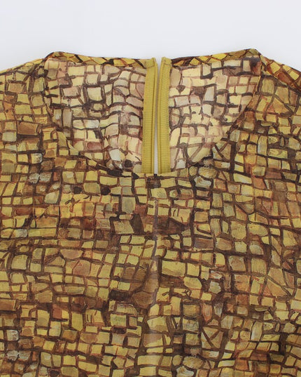 Dolce & Gabbana Multicolor Mosaic Print Silk Blouse T-shirt