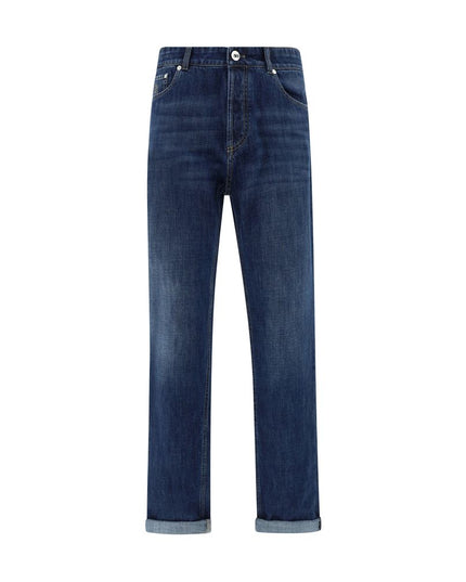 Brunello Cucinelli Blue Cotton Straight-Leg Jeans