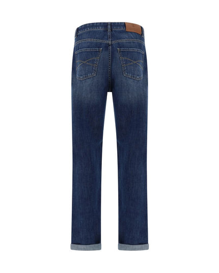 Brunello Cucinelli Blue Cotton Straight-Leg Jeans