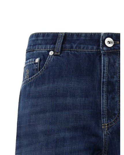 Brunello Cucinelli Blue Cotton Straight-Leg Jeans