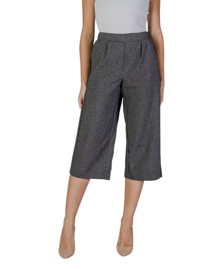 Vero Moda Black And White Polyester Cropped Pant