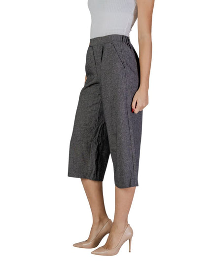 Vero Moda Black And White Polyester Cropped Pant