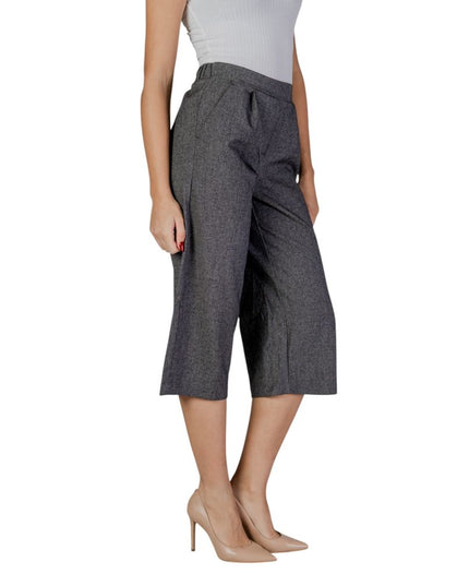 Vero Moda Black And White Polyester Cropped Pant