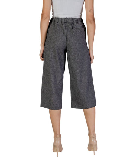 Vero Moda Black And White Polyester Cropped Pant