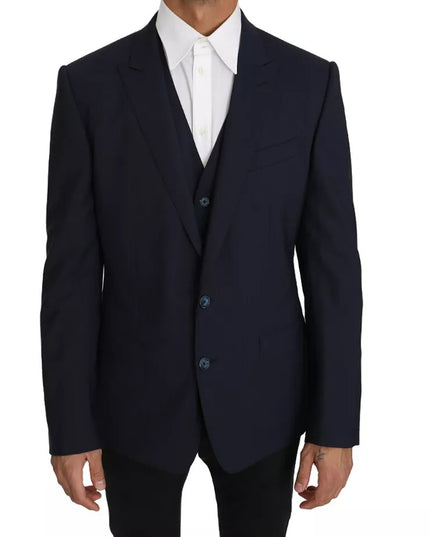 Dolce & Gabbana Blue Wool MARTINI Blazer Vest 2 Piece