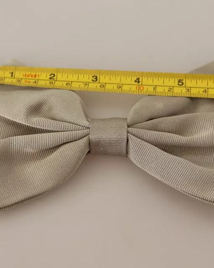 Dolce & Gabbana Silver Gray 100% Silk Adjustable Neck Bow Tie