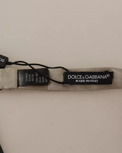 Dolce & Gabbana Silver Gray 100% Silk Adjustable Neck Bow Tie