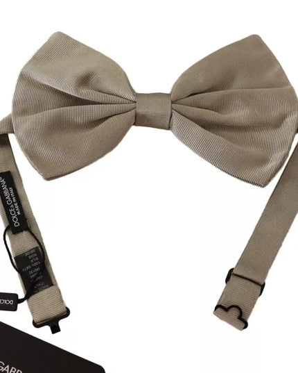 Dolce & Gabbana Silver Gray 100% Silk Adjustable Neck Bow Tie