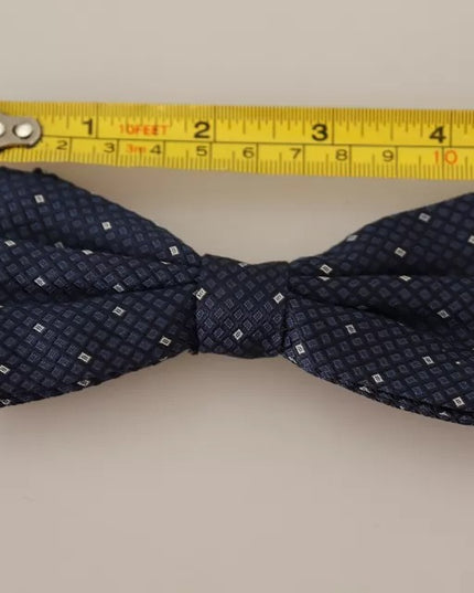 Dolce & Gabbana Blue Patterned Silk Adjustable Neck Bow Tie Men