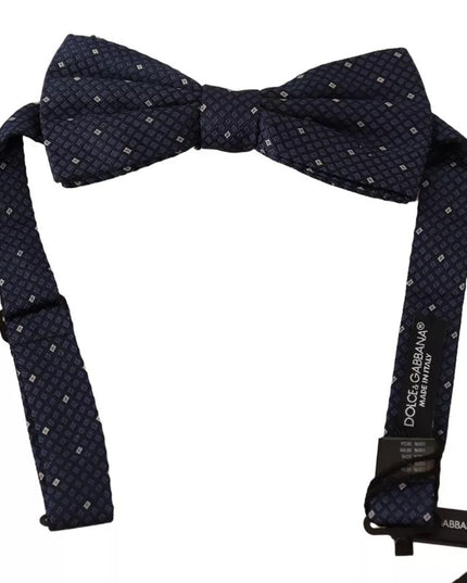 Dolce & Gabbana Blue Patterned Silk Adjustable Neck Bow Tie Men