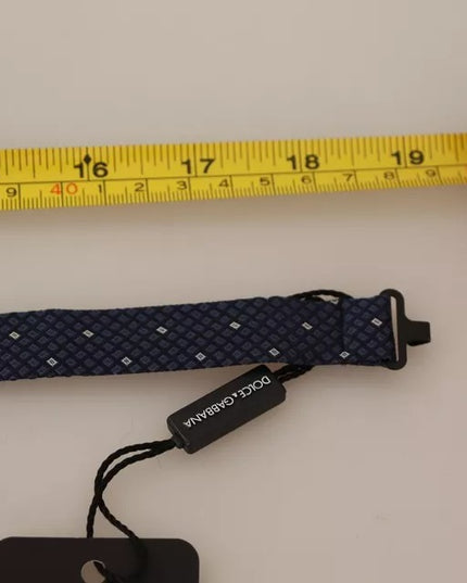 Dolce & Gabbana Blue Patterned Silk Adjustable Neck Bow Tie Men