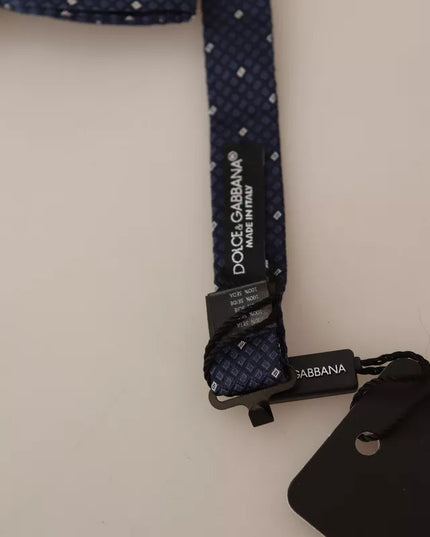 Dolce & Gabbana Blue Patterned Silk Adjustable Neck Bow Tie Men