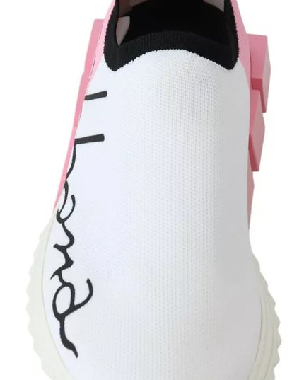 Dolce & Gabbana Pink White Logo Sorrento Sneakers Shoes