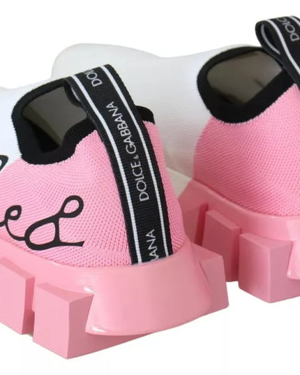 Dolce & Gabbana Pink White Logo Sorrento Sneakers Shoes