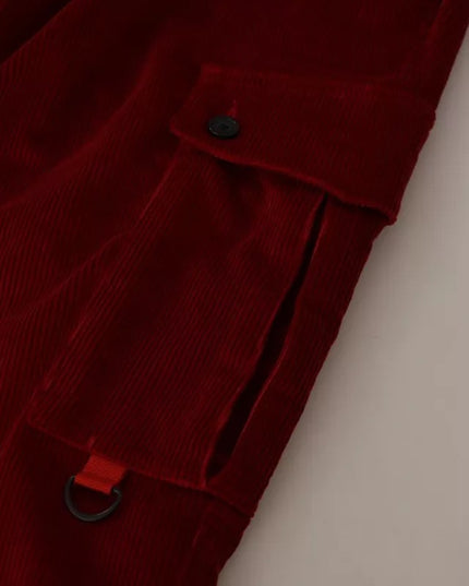 Dolce & Gabbana Red Corduroy Cotton Cargo Skinny Pants