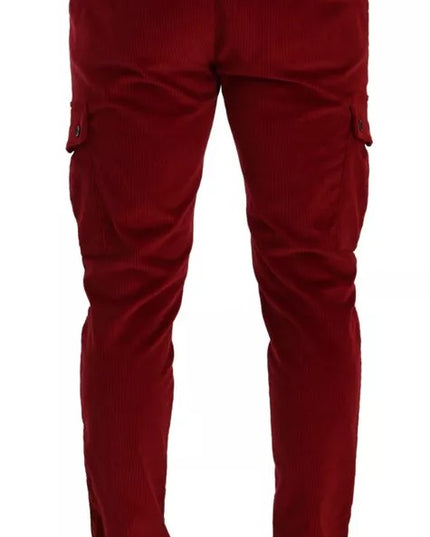 Dolce & Gabbana Red Corduroy Cotton Cargo Skinny Pants