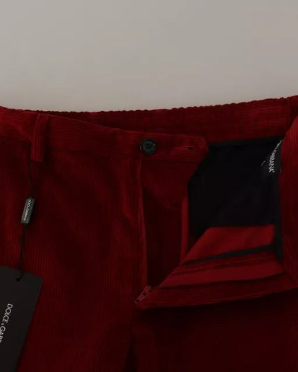 Dolce & Gabbana Red Corduroy Cotton Cargo Skinny Pants