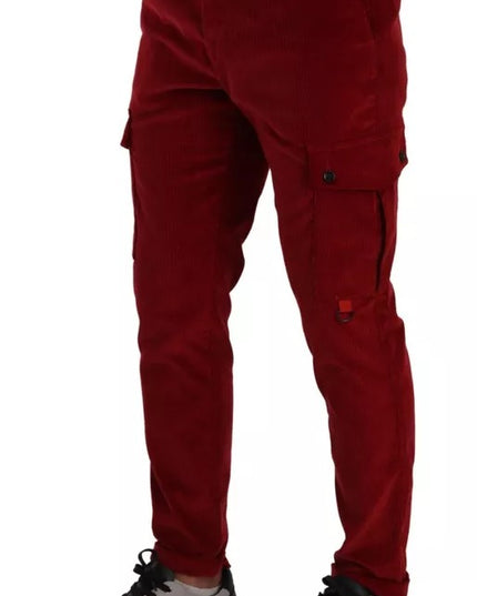 Dolce & Gabbana Red Corduroy Cotton Cargo Skinny Pants