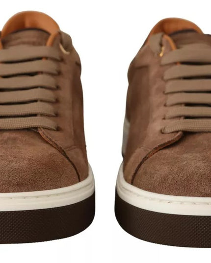 Dolce & Gabbana Brown Suede Logo Low Top Sneakers Men Shoes