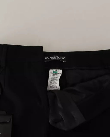 Dolce & Gabbana Black White Stripes Wool Tapered Pants