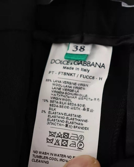 Dolce & Gabbana Black White Stripes Wool Tapered Pants