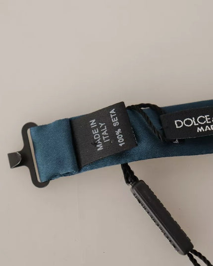 Dolce & Gabbana Blue 100% Silk Adjustable Neck Bow Tie Mens