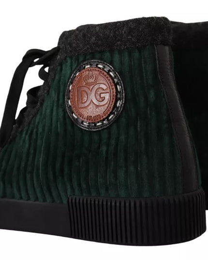Dolce & Gabbana Green Corduroy High Tops Sneakers Mens Casual Shoes