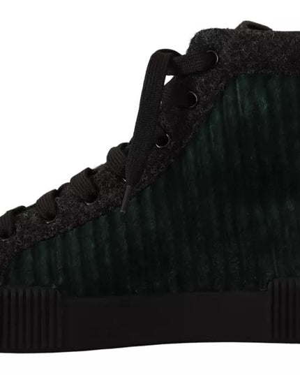 Dolce & Gabbana Green Corduroy High Tops Sneakers Mens Casual Shoes