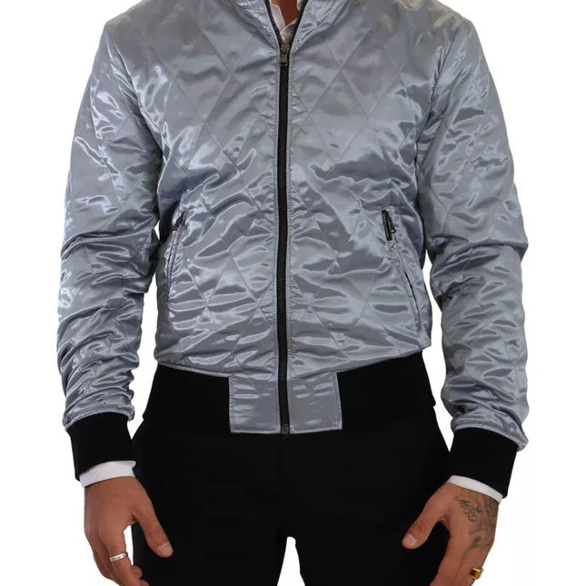 Dolce & Gabbana Light Blue Bomber Coat Men Jacket