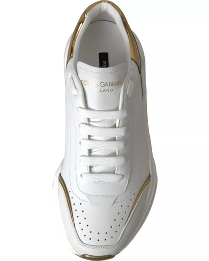 Dolce & Gabbana White Gold DAYMASTER Leather Sneakers Men Shoes