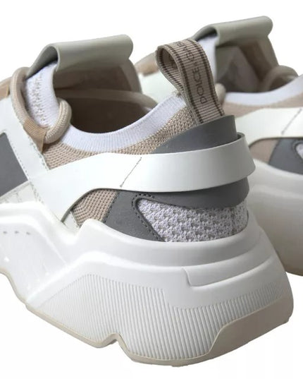 Dolce & Gabbana White Beige Leather Sport DAYMASTER Shoes Sneakers