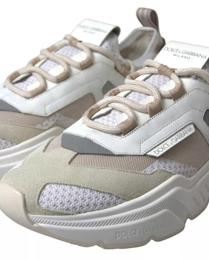 Dolce & Gabbana White Beige Leather Sport DAYMASTER Shoes Sneakers