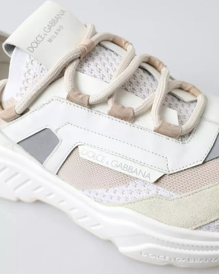 Dolce & Gabbana White Beige Leather Sport DAYMASTER Shoes Sneakers