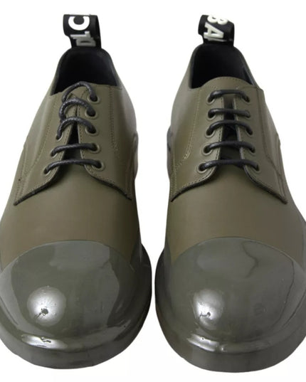 Dolce & Gabbana Green Leather Rubber Sole Dress Shoes