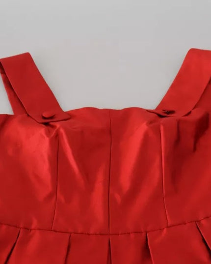 Dolce & Gabbana Red A-line Pleated Midi Satin Silk Dress