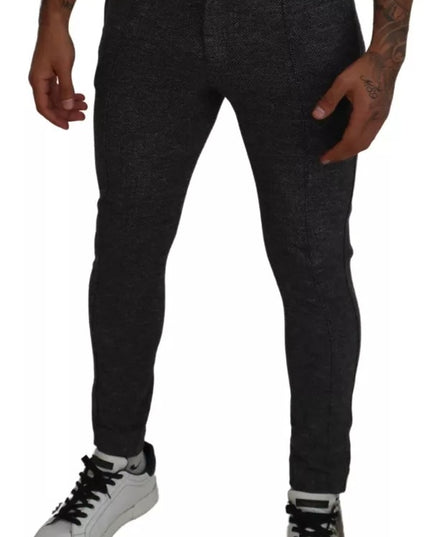 Dolce & Gabbana Gray Chevron Viscose Skinny Pants