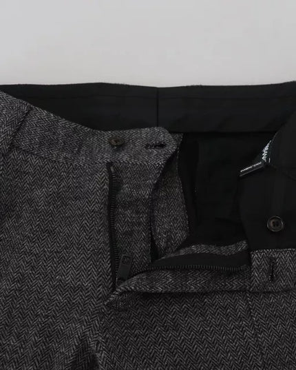 Dolce & Gabbana Gray Chevron Viscose Skinny Pants
