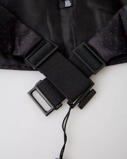 Dolce & Gabbana Black Silk Dotted Waist Tuxedo Belt Cummerbund