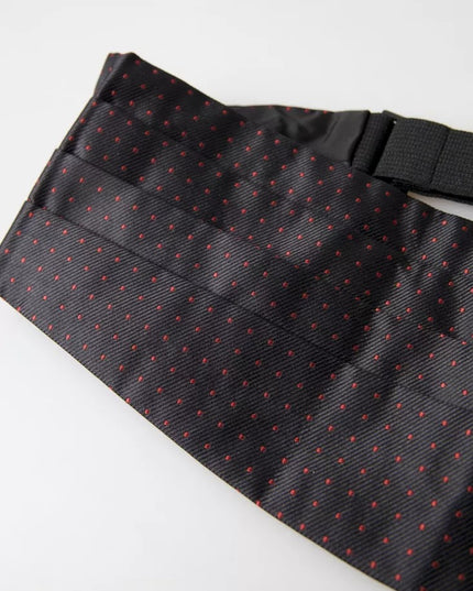 Dolce & Gabbana Black Silk Dotted Waist Tuxedo Belt Cummerbund