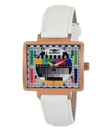 Bobroff White Leather Dress Watch