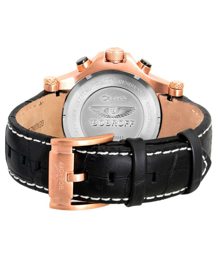 Bobroff Black Leather Dress Watch