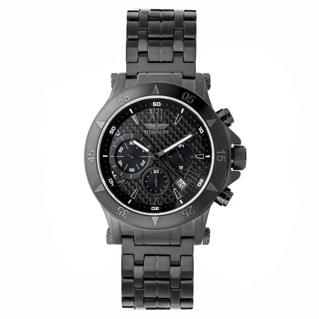 Bobroff Black Stainless Steel Dress Watch