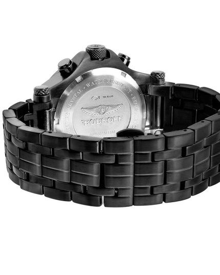 Bobroff Black Stainless Steel Dress Watch