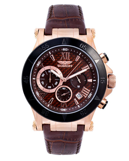 Bobroff Brown Leather Dress Watch