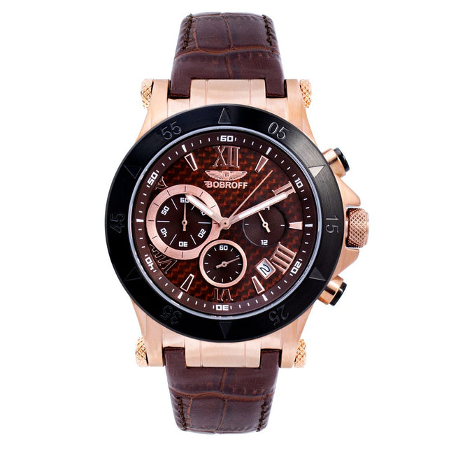 Bobroff Brown Leather Dress Watch