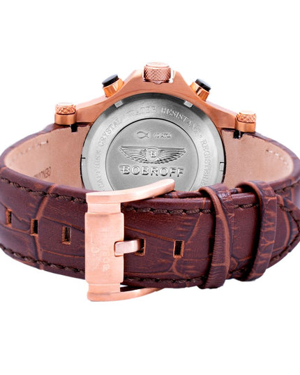 Bobroff Brown Leather Dress Watch