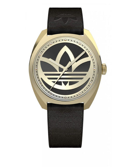 Adidas Black Leather Dress Watch