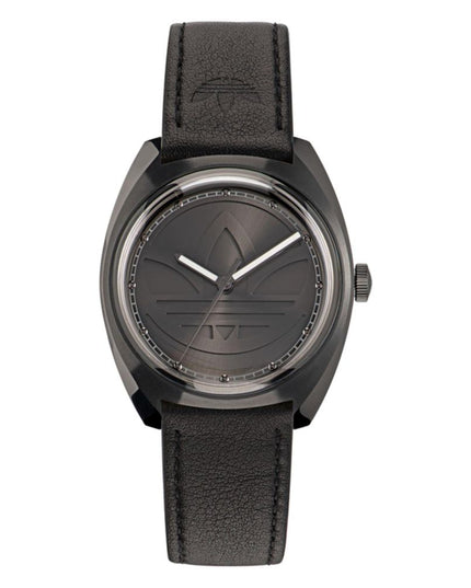 Adidas Black Leather Dress Watch