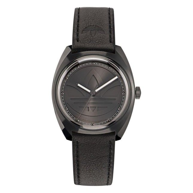 Adidas Black Leather Dress Watch